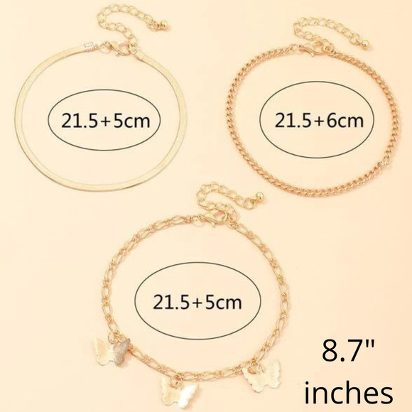 Anklet Ankle Bracelets Gold Anklets Multi-layer Butterfly Charm Anklets … - Picture 9 of 9